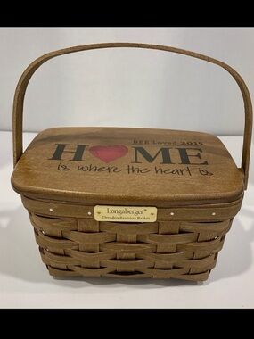 Longaberger 2015 Dresden Reunion Basket w Lid “Home is Where the Heart Is”